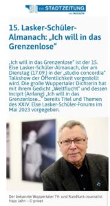 15. Else Lasker Almanach ich will in das Grenzenlose