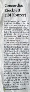 Concordia Kieckett gibt Konzert Artikel Westdeutsche Zeitung Wuppertal 28. Juni 2025