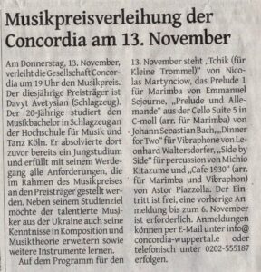 musikpreisverleihung der concordia am 13. november artikel wz 13.10.2025