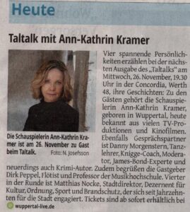 Taltalk mit Ann-kathrin kramer wz artikel wuppertal 11.10.2025