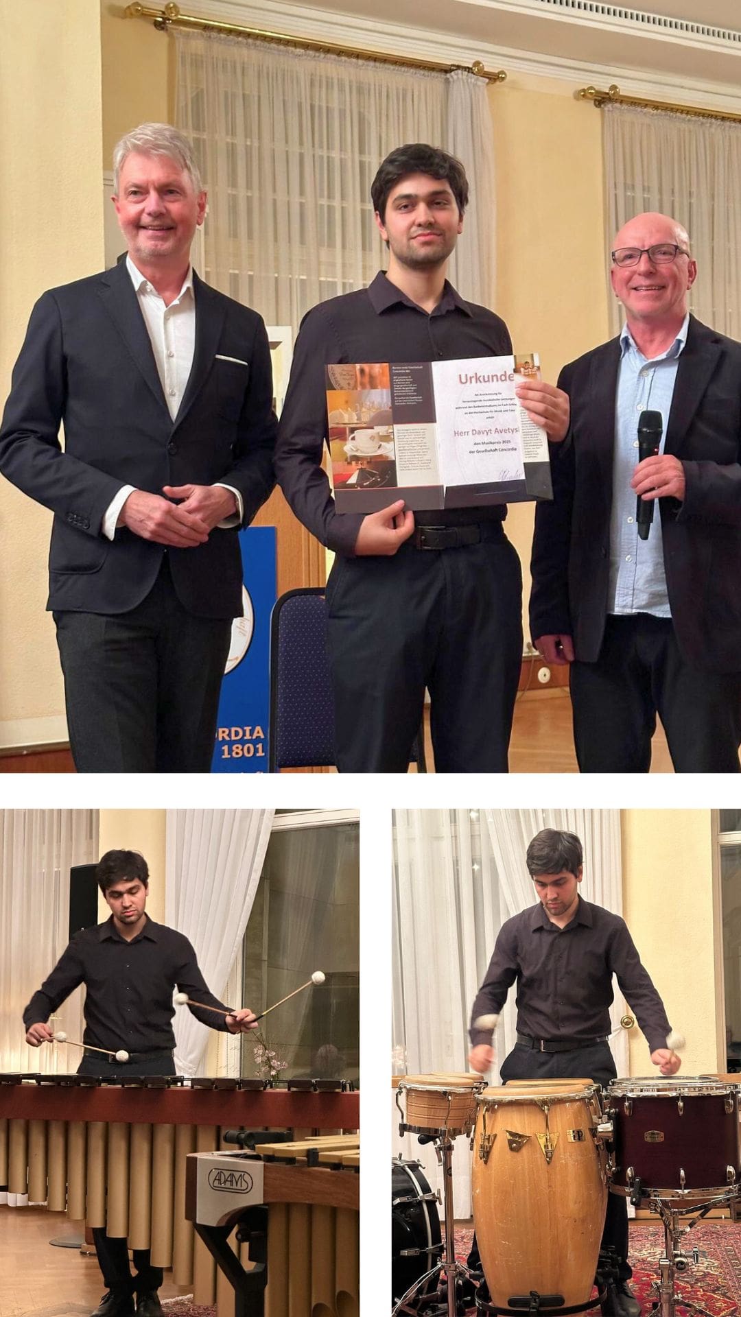 Musikförderpreis 2025 Concordia Wuppertal 13.11.2025 Davyt Avetysian Schlagzeug HfMT