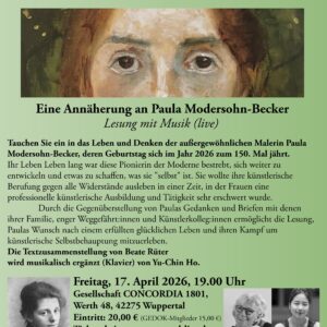paula mendersohn-becker lesung mit musik gedok gesellschaft concordia wuppertal