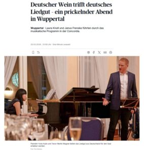 WZ Artikel Deutscher Wein trifft deutsches Liedgut – ein prickelnder Abend in Wuppertal concordia weltreise mit wein und gesang 30.03.2026