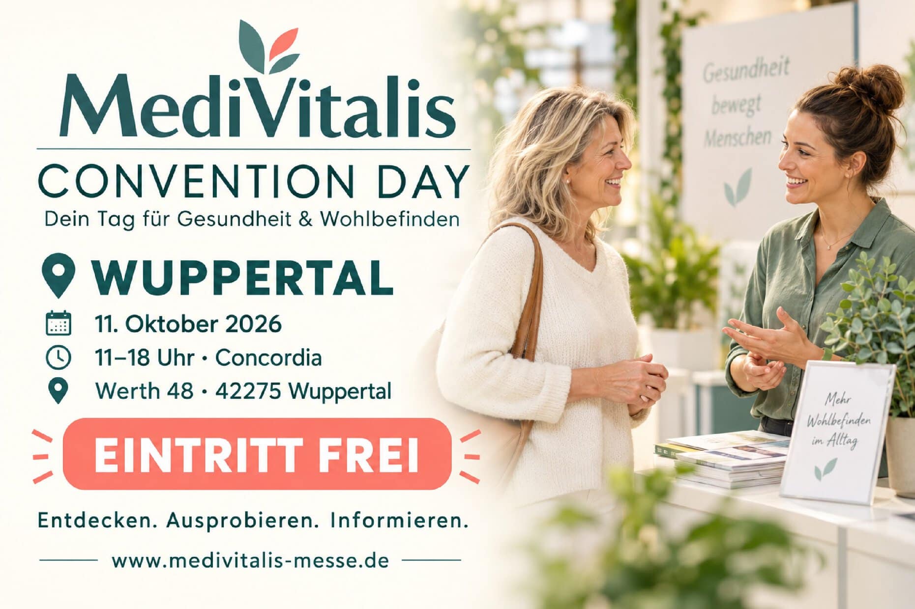MEDIvitalis Convention Wuppertal – Gesundheit erlebenGesundheit, Wohlbefinden und neue Impulse für den Alltag – Eintritt frei